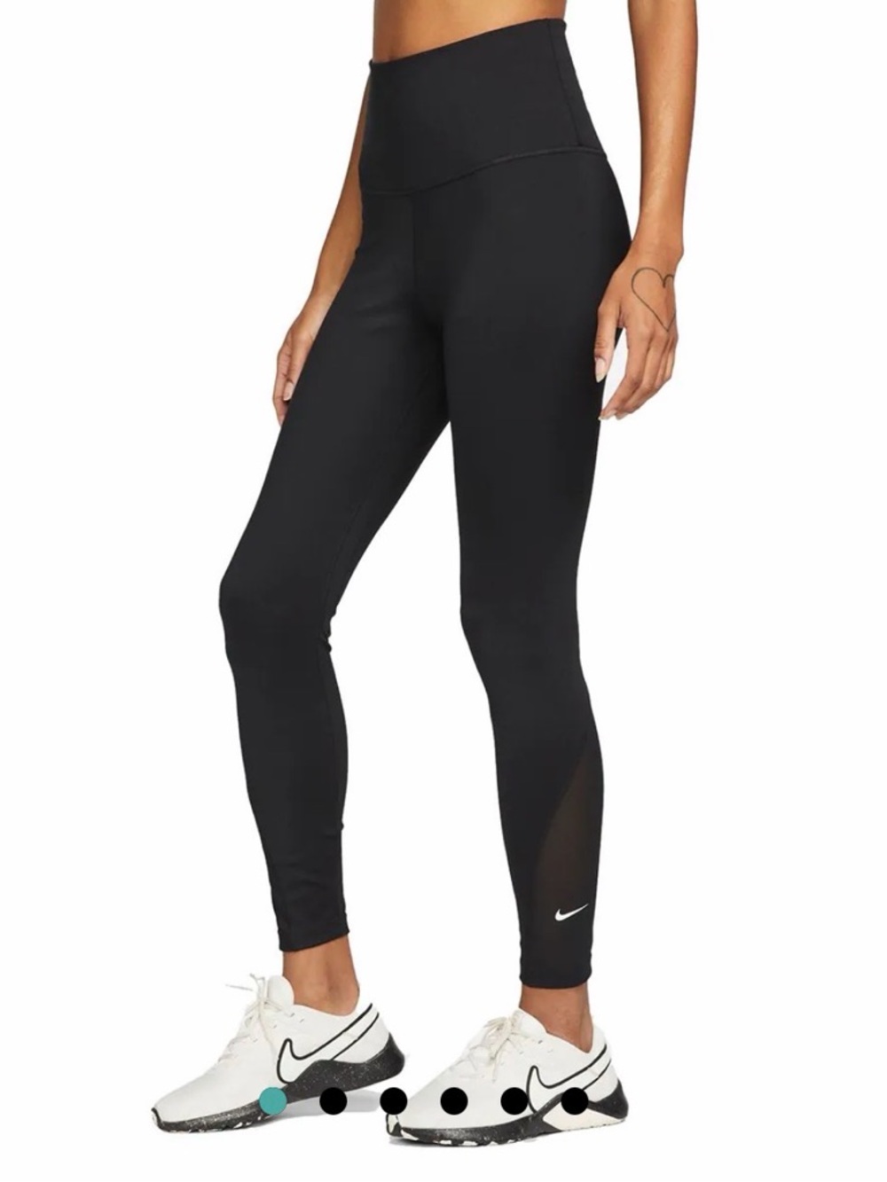 Nike One High-Waisted 7/8 Leggings Black Mesh Panel Women’s Activewear